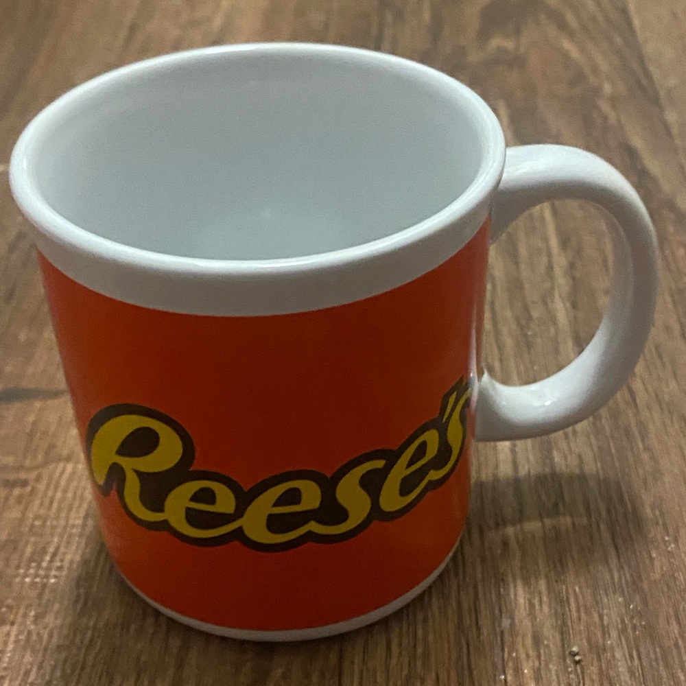 Coffee Mug Cup Reese’s White With Orange Logo 3.5” H Tall